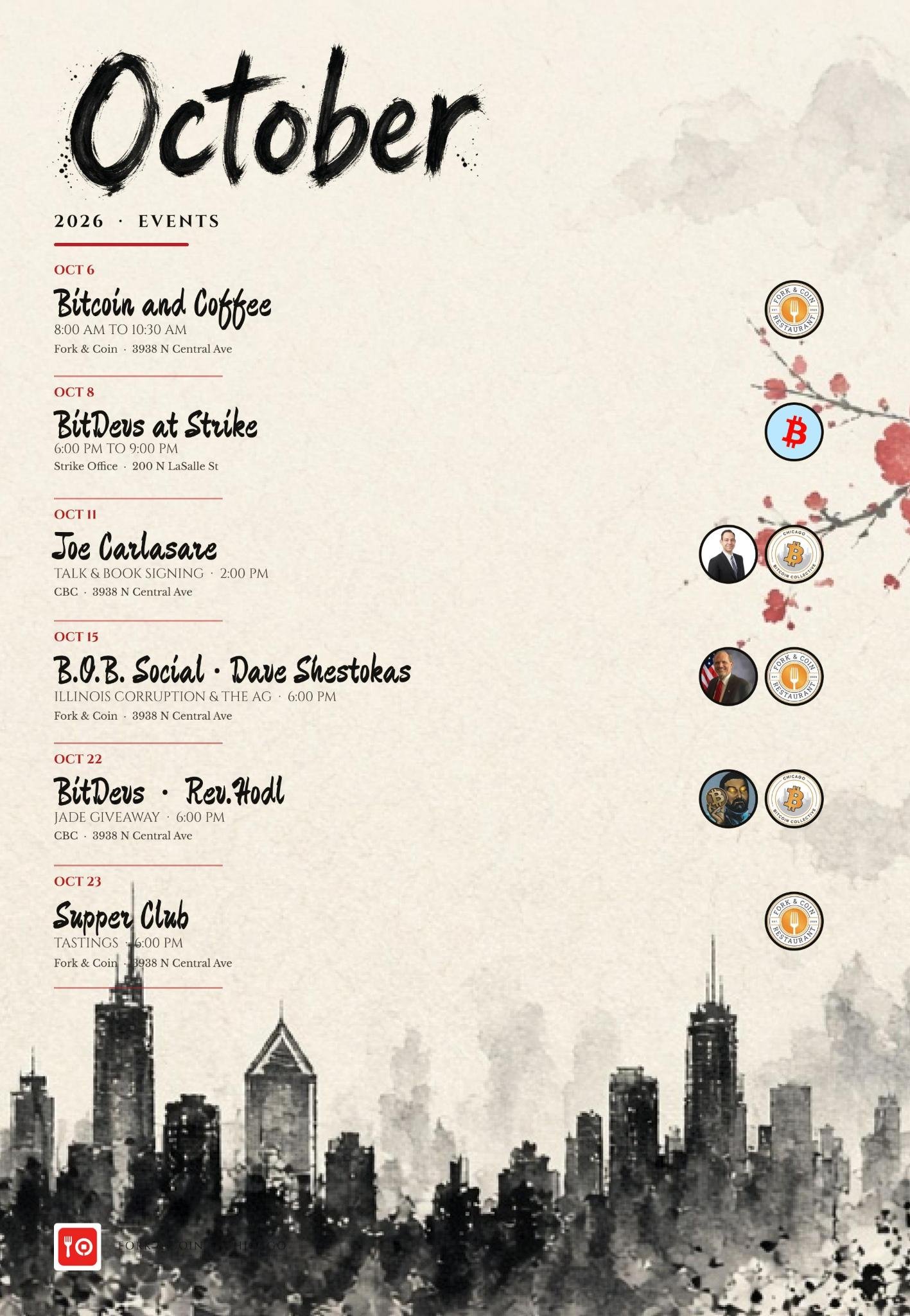 October 2026 CBC and Fork & Coin events